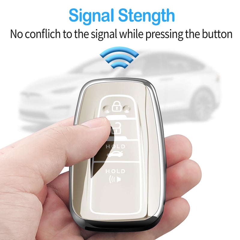 Autophone Compatible with Toyota Key Fob Cover with Keychain Fit For 2020-2022 Highlander Prius Corolla 2018-2024 Camry RAV4 Avalon C-HR GT86 (White) - Image 5